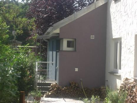 Fertiger Anbau mit Putzfassade und neuem Zugang